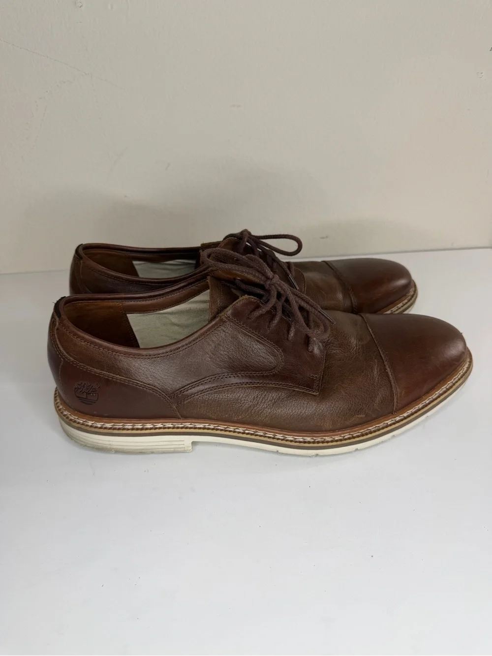 Timberland Oxfords Casual Dress Shoes Men Size 47.5 US 13 Brown Leather Cap Toe
